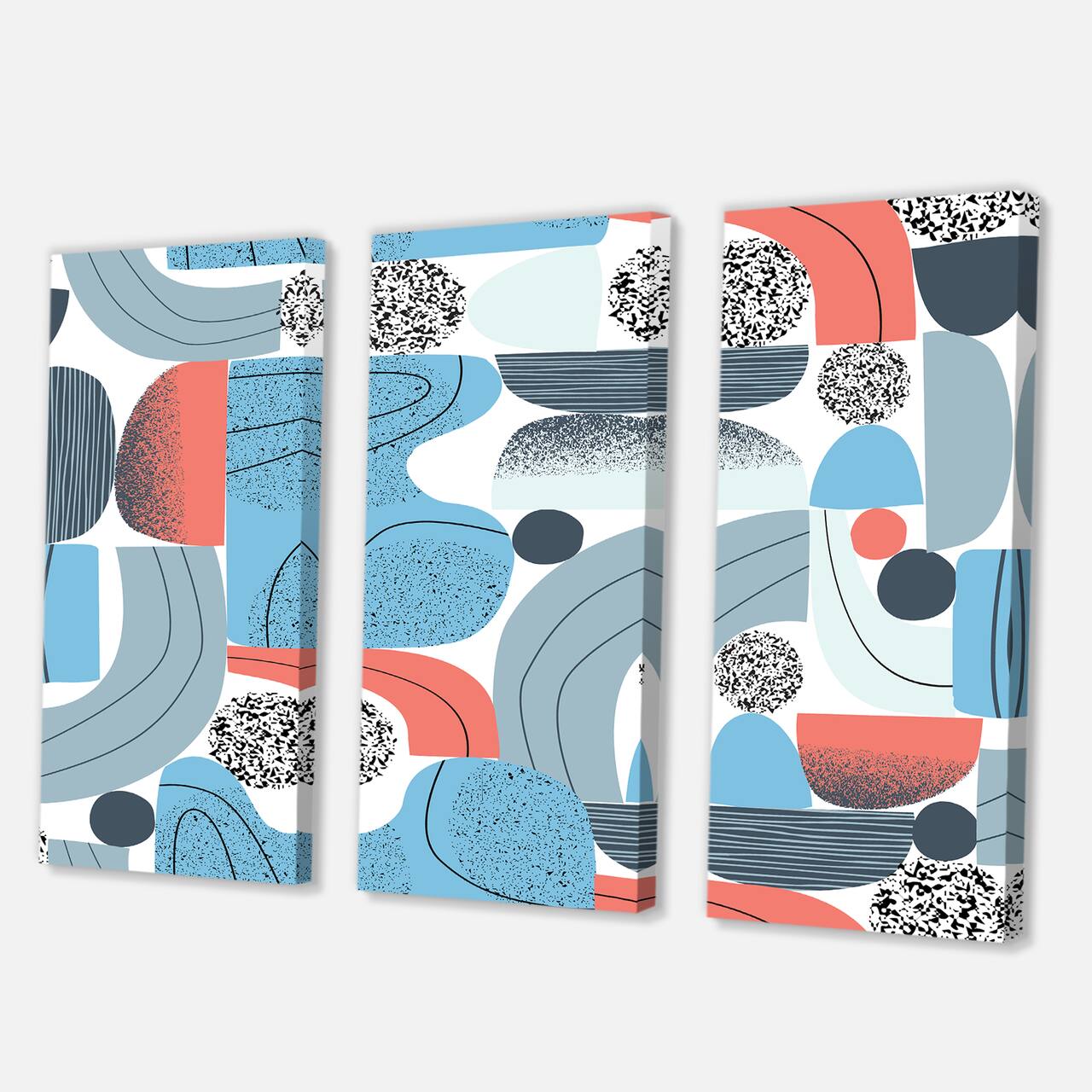 Designart - Retro Shapes With Abstract Suns and Moons II - Modern Canvas Wall Art Print